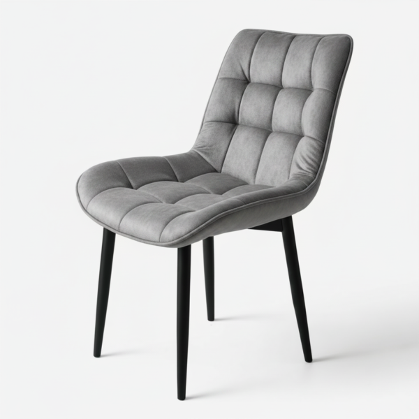 Стул кухонный "Бостон" Черный Матовый (Velutto 52 Серый)