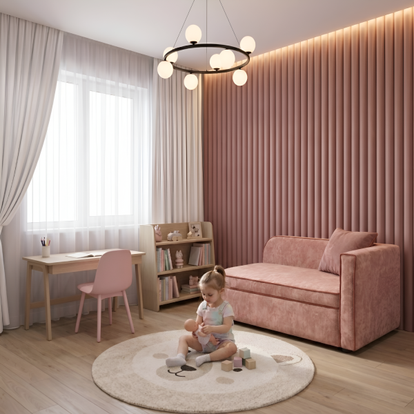 Диван прямой Аби Велюр Круз 61 (Cruz Blush)